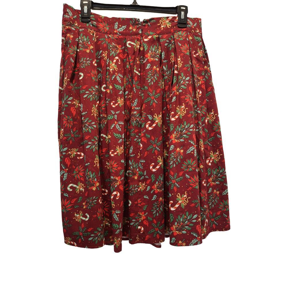 Banned Apparel Red  Print Christmas Themed A Line Full Skirt Size L